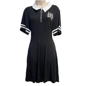 Cosmic Aura Gothic Skull Crest Polo Skater Dress Black Collar Size X-Large NWT